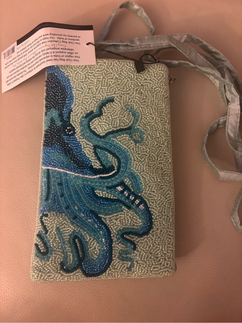 Beaded Silk Octopus Pouch Bag